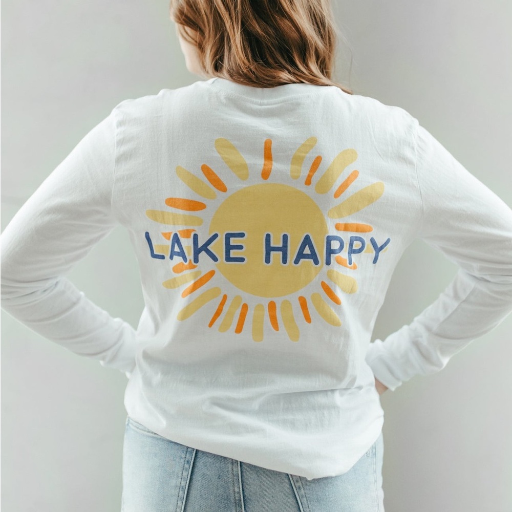 Lake Happy White Long Sleeve Tee